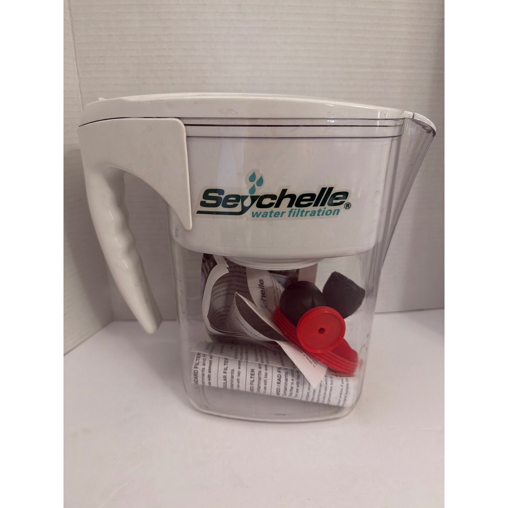 Seychelle Water Filtration Pitcher White Clear‎ with Flushing Accessories